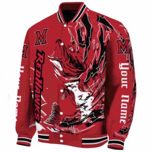 customized miami redhawks fishing passion red white jacket best selling