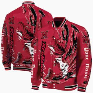 customized miami redhawks fishing passion red white jacket fashion forward