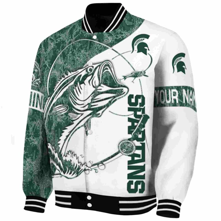 customized michigan state spartans fishing rod white jacket best selling