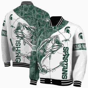 customized michigan state spartans fishing rod white jacket fashion forward