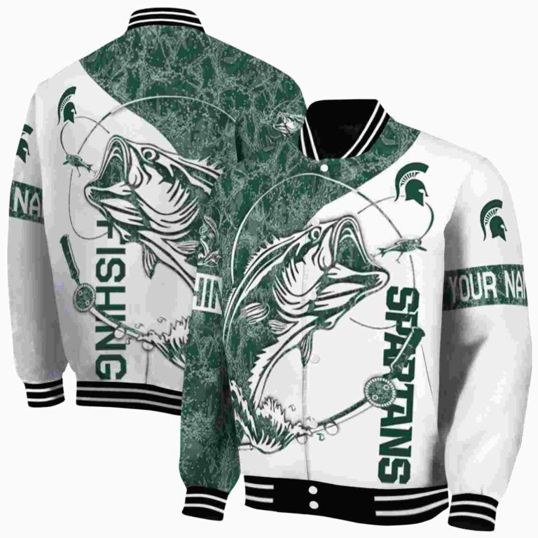 customized michigan state spartans fishing rod white jacket fashion forward