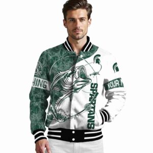 customized michigan state spartans fishing rod white jacket high quality