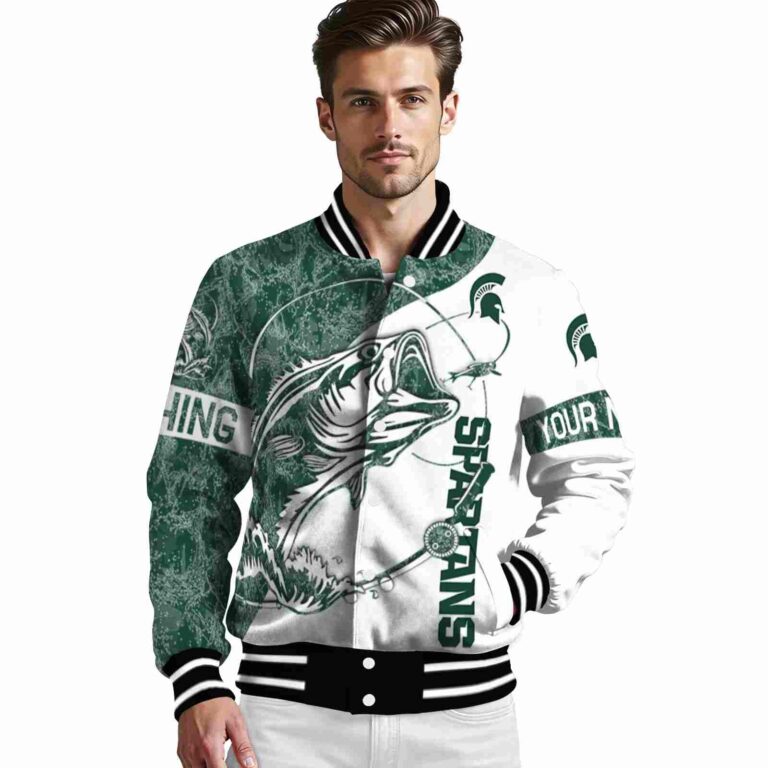 customized michigan state spartans fishing rod white jacket high quality