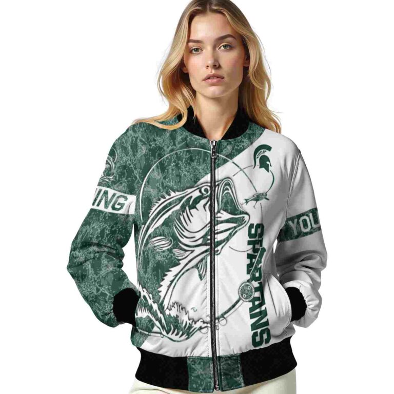 customized michigan state spartans fishing rod white jacket latest model