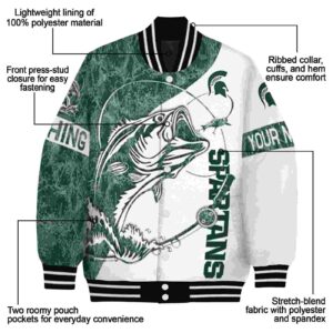 customized michigan state spartans fishing rod white jacket new arrival