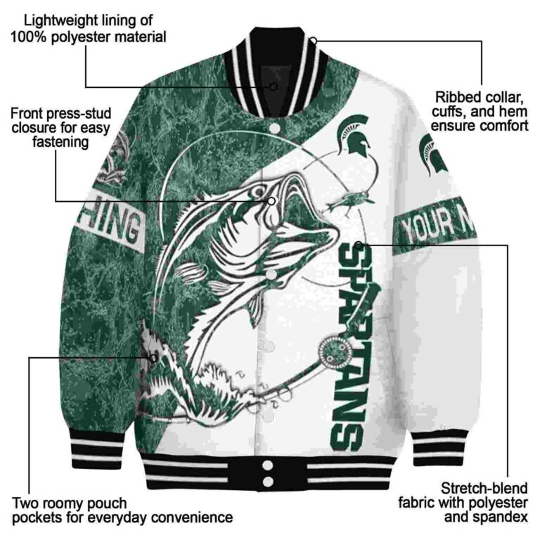 customized michigan state spartans fishing rod white jacket new arrival