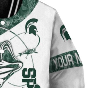 customized michigan state spartans fishing rod white jacket premium grade