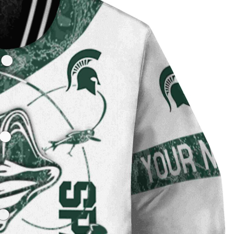 customized michigan state spartans fishing rod white jacket premium grade