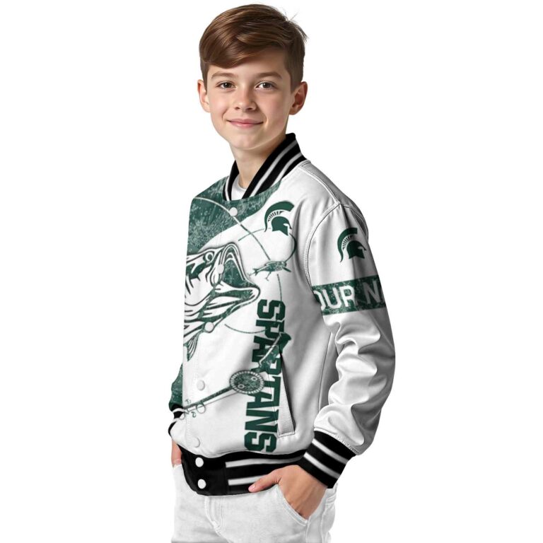 customized michigan state spartans fishing rod white jacket trendy