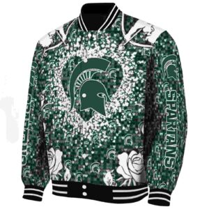 customized michigan state spartans heart explosion green jacket best selling