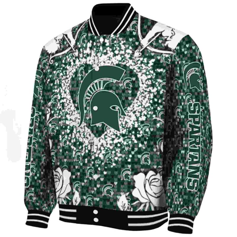 customized michigan state spartans heart explosion green jacket best selling