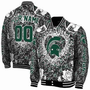 customized michigan state spartans heart explosion green jacket fashion forward