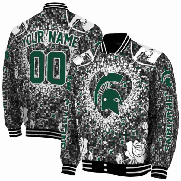 customized michigan state spartans heart explosion green jacket fashion forward