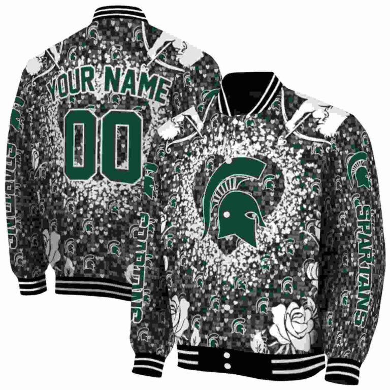 customized michigan state spartans heart explosion green jacket fashion forward
