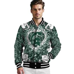 customized michigan state spartans heart explosion green jacket high quality
