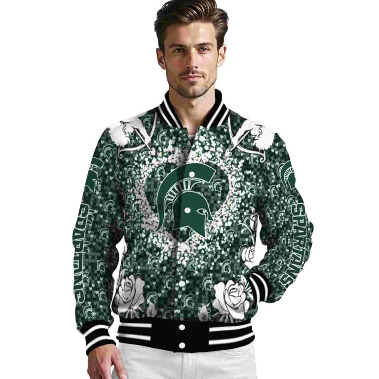 customized michigan state spartans heart explosion green jacket high quality