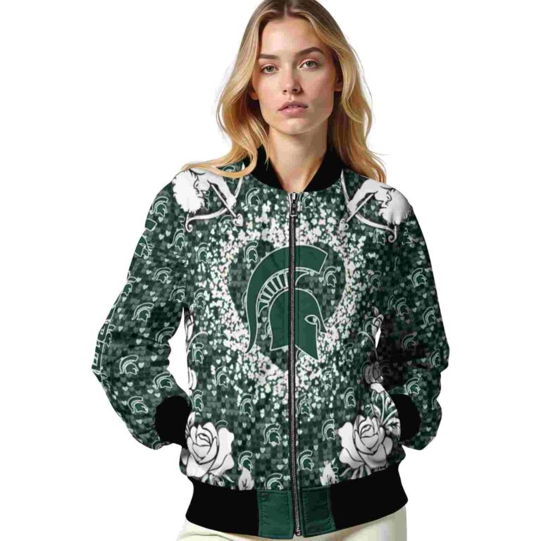 customized michigan state spartans heart explosion green jacket latest model