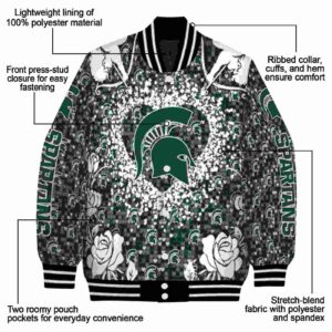 customized michigan state spartans heart explosion green jacket new arrival