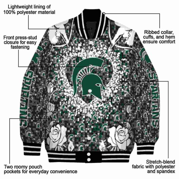 customized michigan state spartans heart explosion green jacket new arrival
