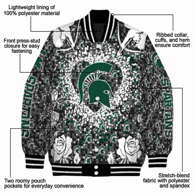 customized michigan state spartans heart explosion green jacket new arrival