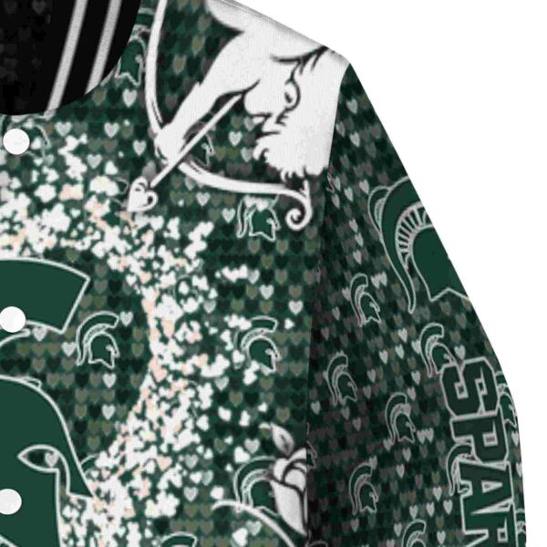 customized michigan state spartans heart explosion green jacket premium grade