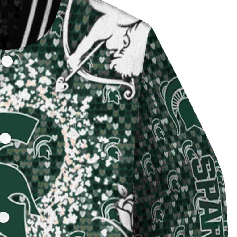 customized michigan state spartans heart explosion green jacket premium grade