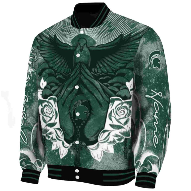 customized michigan state spartans praying hands green jacket best selling