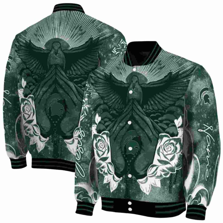 customized michigan state spartans praying hands green jacket fashion forward