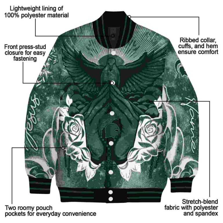 customized michigan state spartans praying hands green jacket new arrival