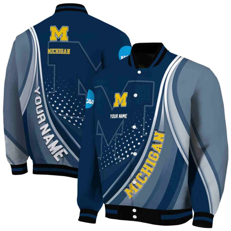 customized michigan wolverines wave patterns blue jacket fashion forward