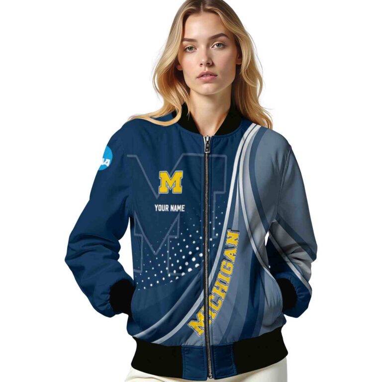 customized michigan wolverines wave patterns blue jacket latest model