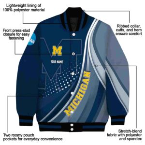 customized michigan wolverines wave patterns blue jacket new arrival