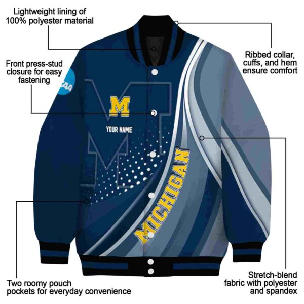 customized michigan wolverines wave patterns blue jacket new arrival