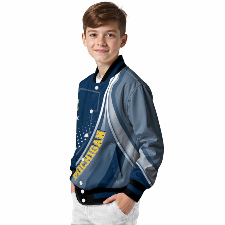 customized michigan wolverines wave patterns blue jacket trendy