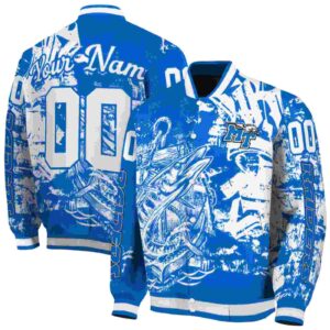 customized middle tennessee blue raiders fishing art blue jacket fashion forward
