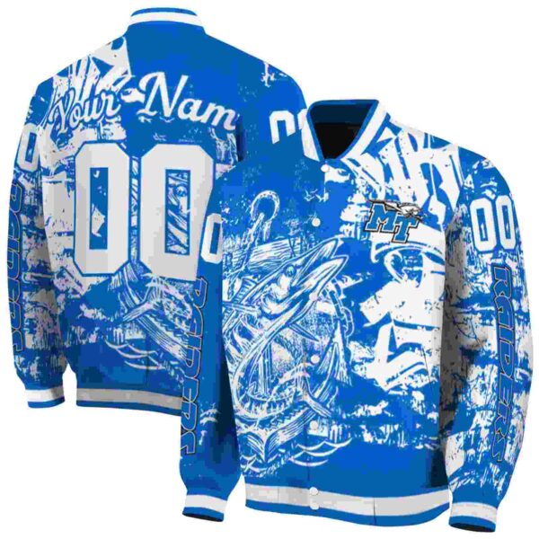 customized middle tennessee blue raiders fishing art blue jacket fashion forward