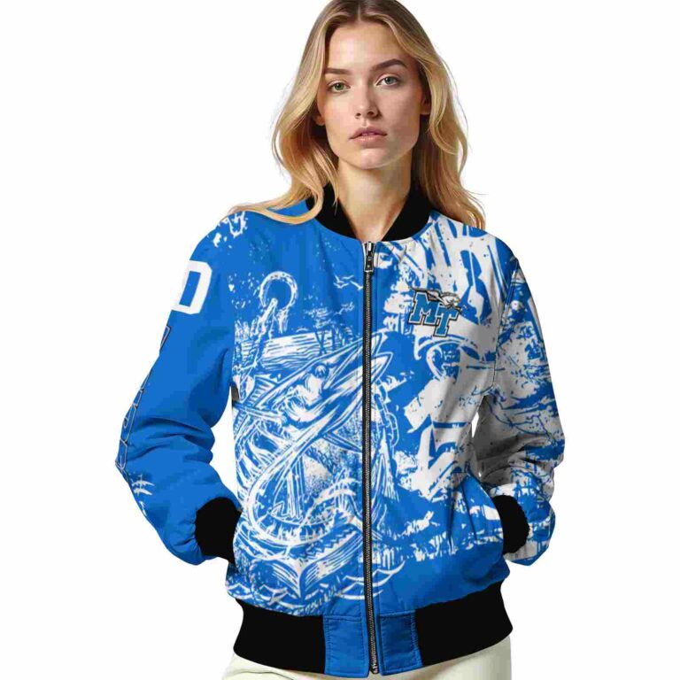 customized middle tennessee blue raiders fishing art blue jacket latest model