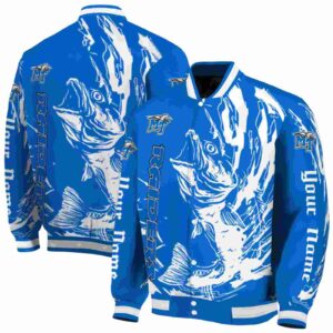 customized middle tennessee blue raiders fishing passion blue white jacket fashion forward