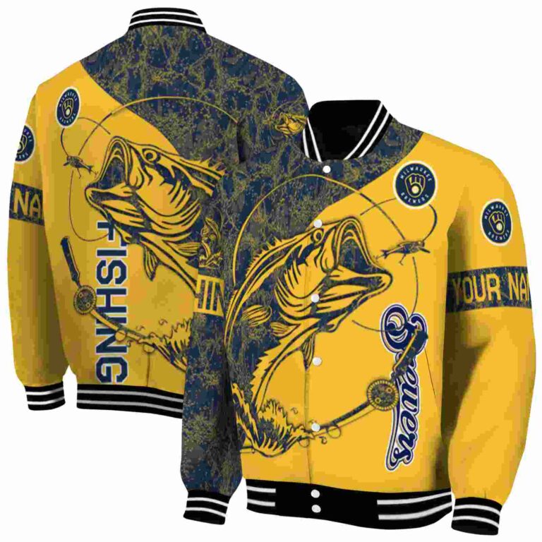 customized milwaukee brewers fishing rod yellow jacket fashion forward