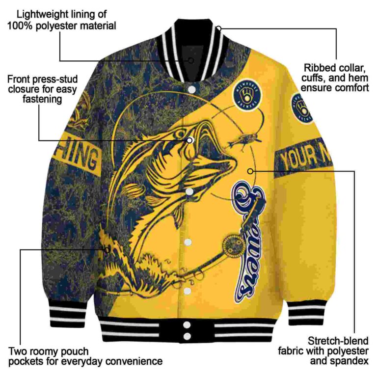 customized milwaukee brewers fishing rod yellow jacket new arrival