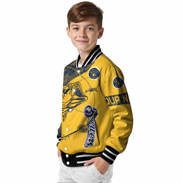 customized milwaukee brewers fishing rod yellow jacket trendy