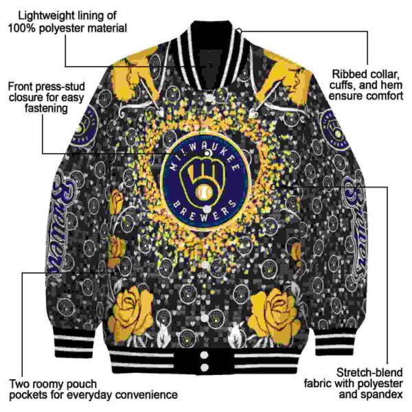 customized milwaukee brewers heart explosion navy blue jacket new arrival