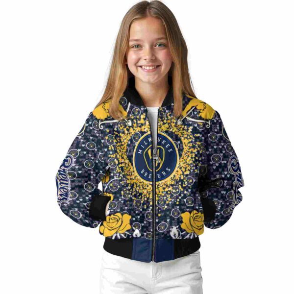 customized milwaukee brewers heart explosion navy blue jacket top rated