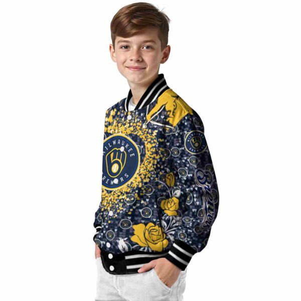 customized milwaukee brewers heart explosion navy blue jacket trendy