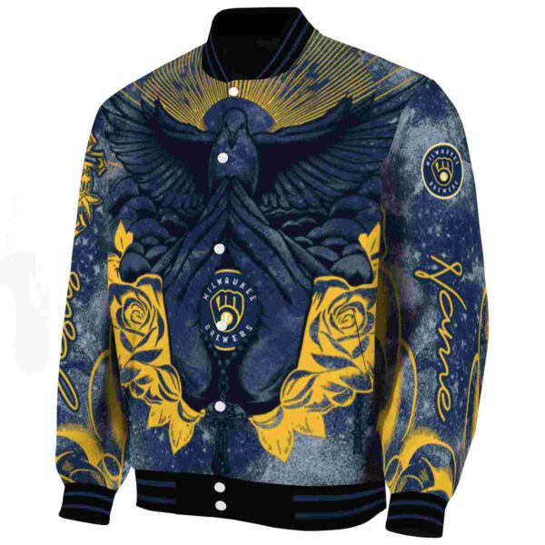 customized milwaukee brewers praying hands navy blue jacket best selling