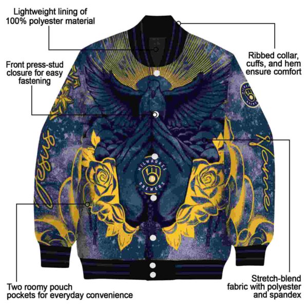 customized milwaukee brewers praying hands navy blue jacket new arrival