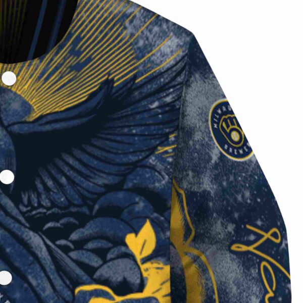 customized milwaukee brewers praying hands navy blue jacket premium grade