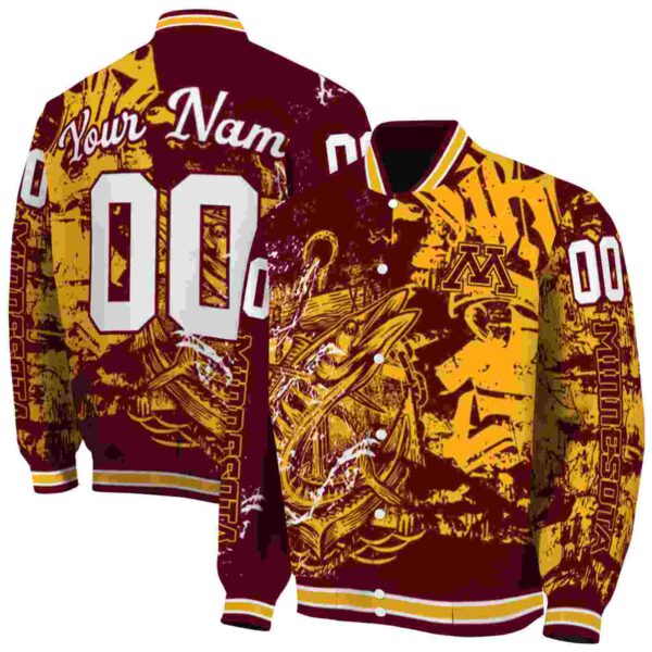 customized minnesota golden gophers fishing art maroon jacket fashion forward