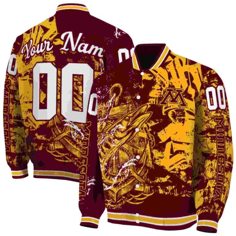 customized minnesota golden gophers fishing art maroon jacket fashion forward