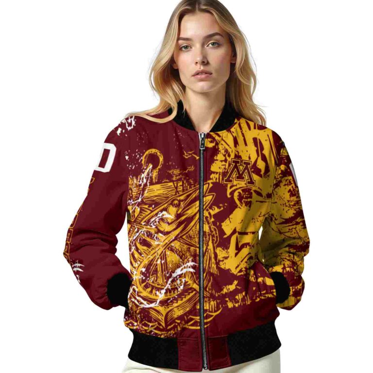 customized minnesota golden gophers fishing art maroon jacket latest model